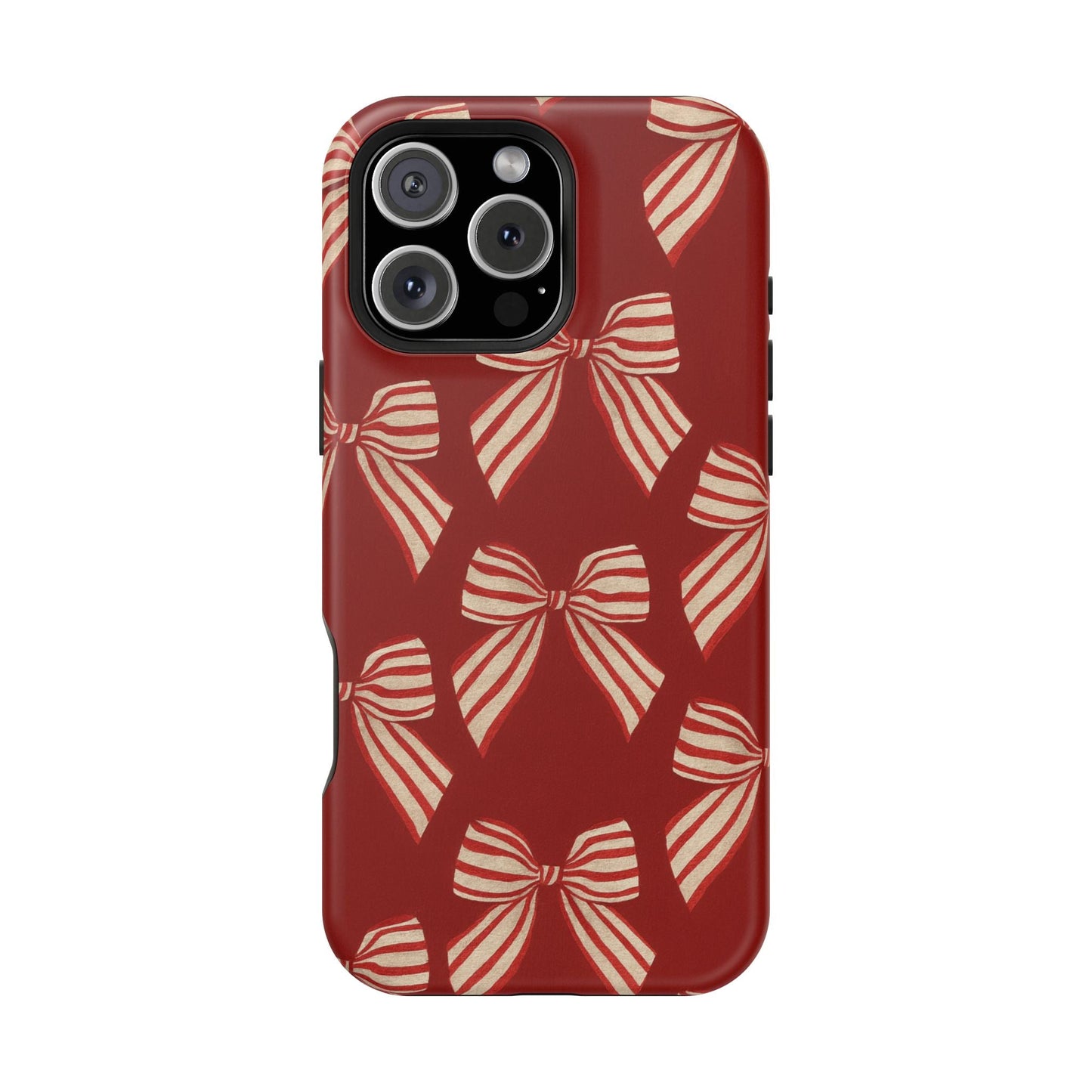 Holiday Red Bow iPhone Case — Impact‑Resistant iPhone Cover with MagSafe compatibility