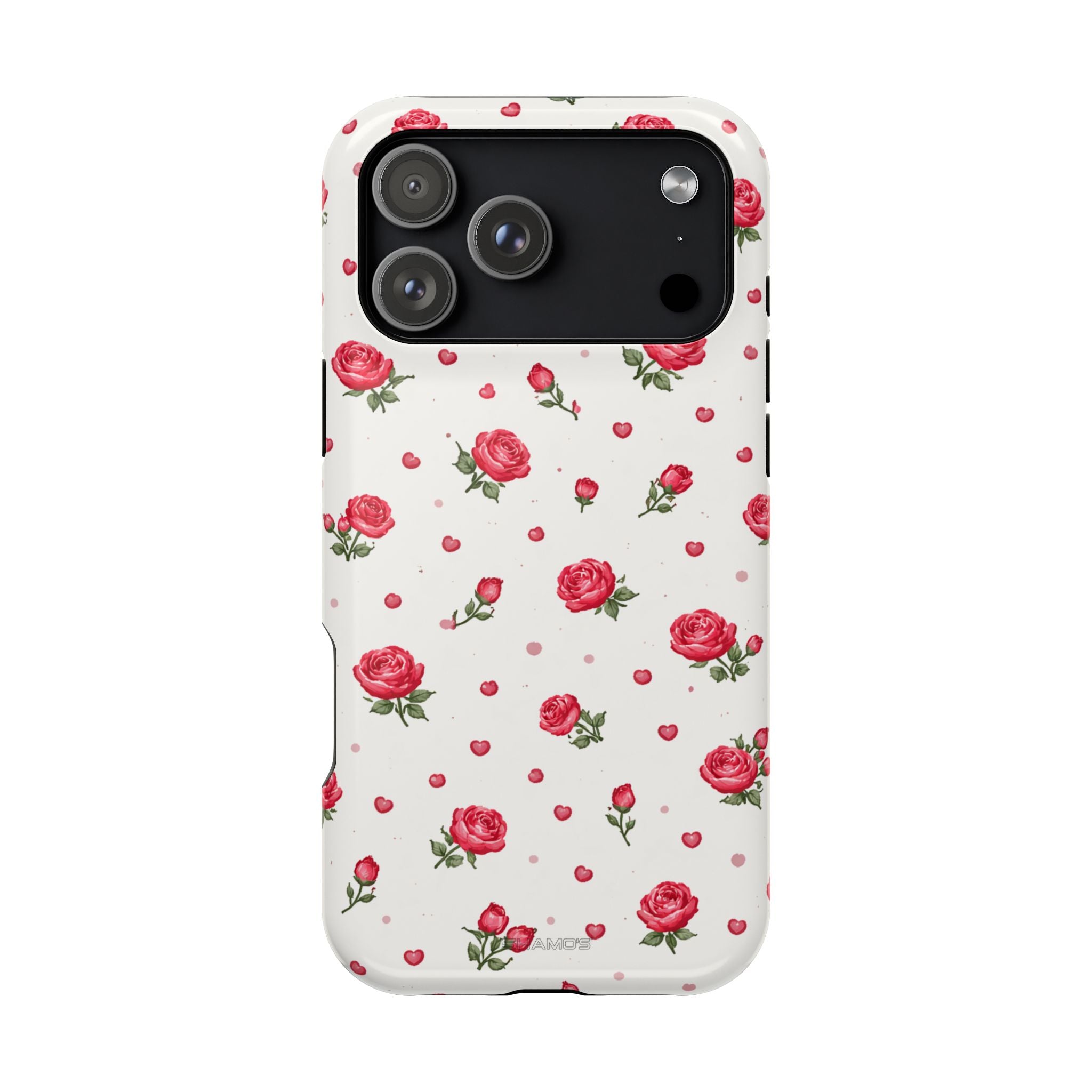 Rose Pattern Impact-Resistant iPhone Case | MagSafe