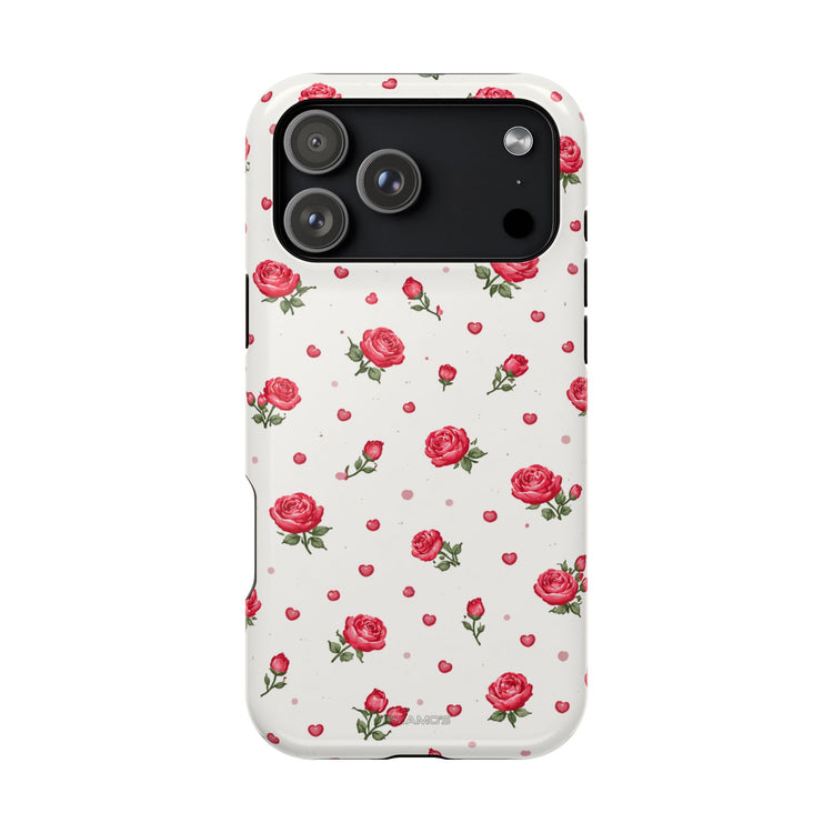 Rose Pattern Impact-Resistant iPhone Case | MagSafe