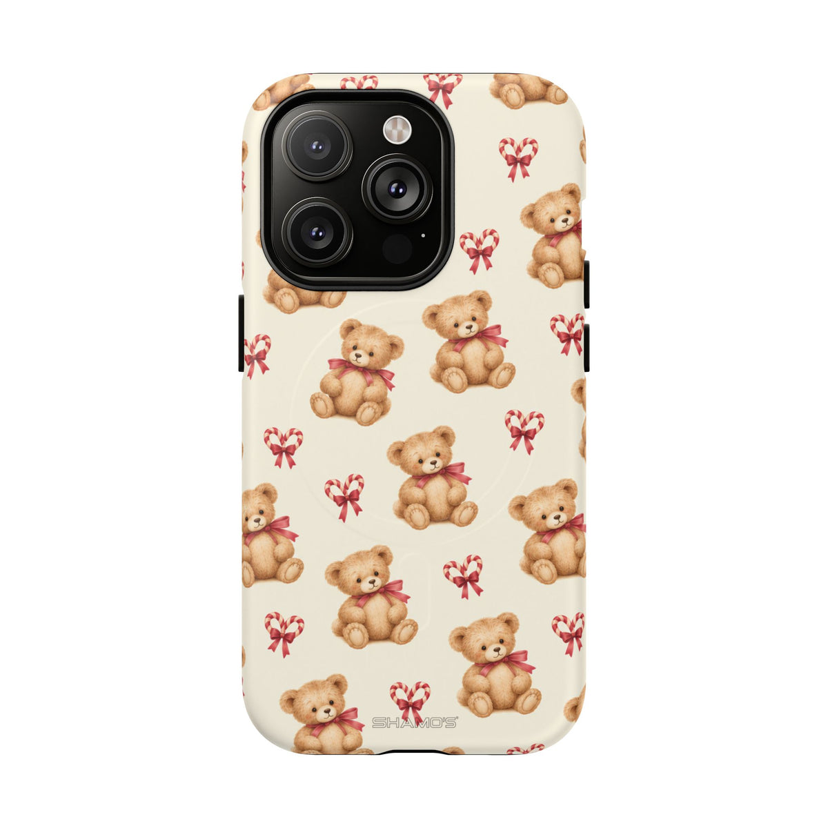 Coque iPhone Ourson des fêtes et sucres d’orge en forme de cœur avec MagSafe