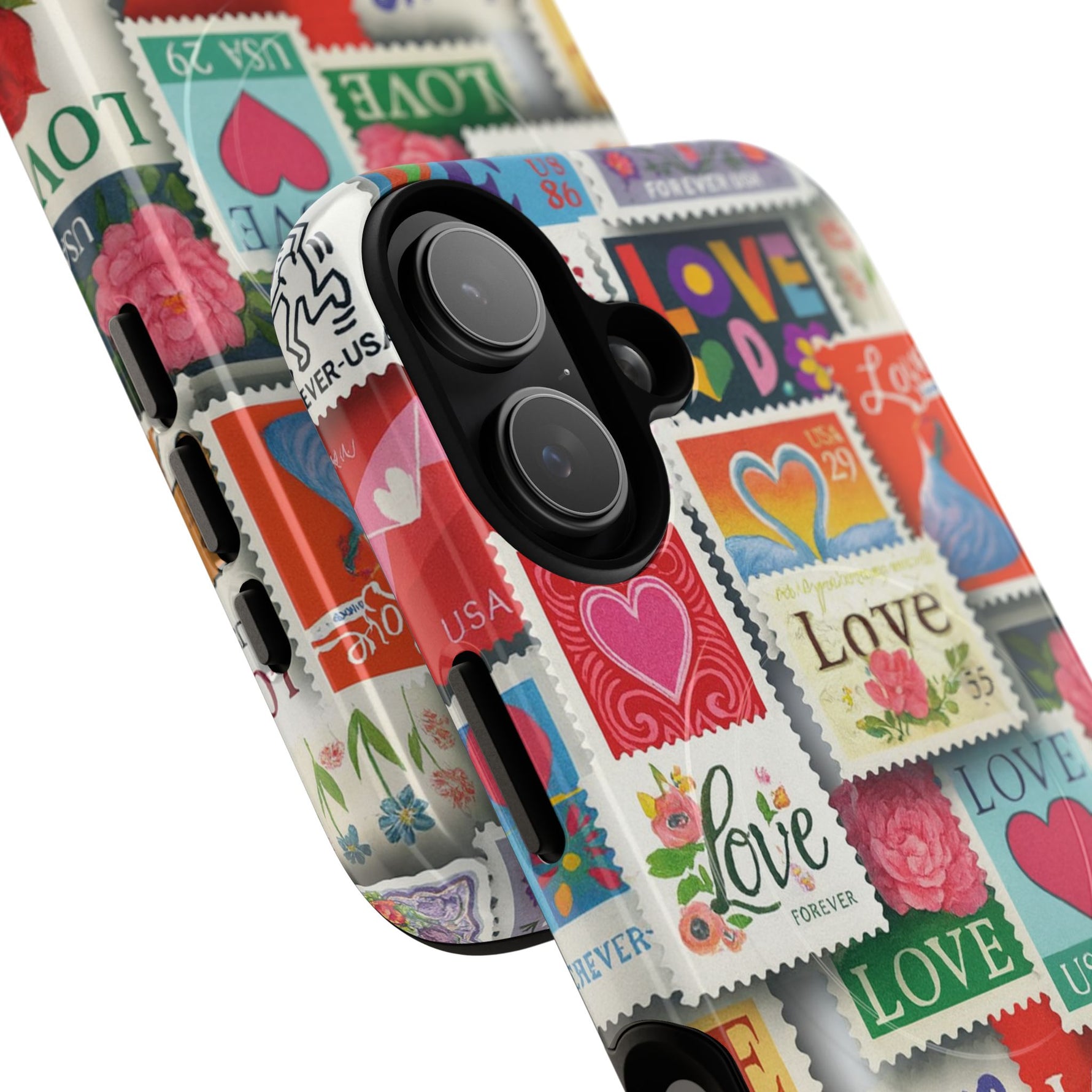 Vintage Romantic Love Stamp iPhone Case | Tough Protection + MagSafe
