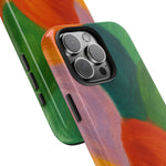 Abstract Color Wave Tough Phone Case — Bold Orange & Green Protective Phone Cover  Shamo's