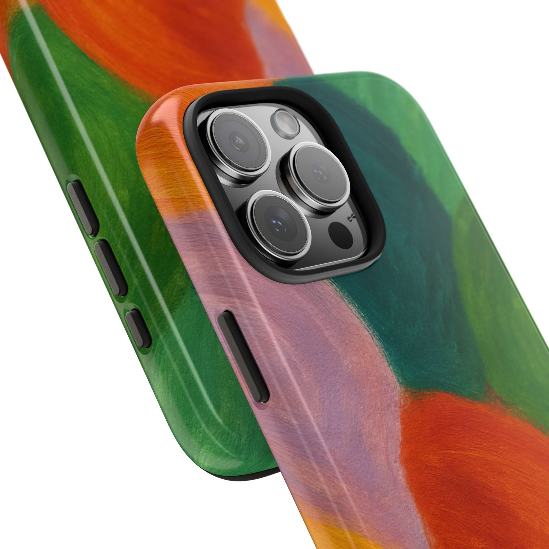 Abstract Color Wave Tough Phone Case — Bold Orange & Green Protective Phone Cover  Shamo's