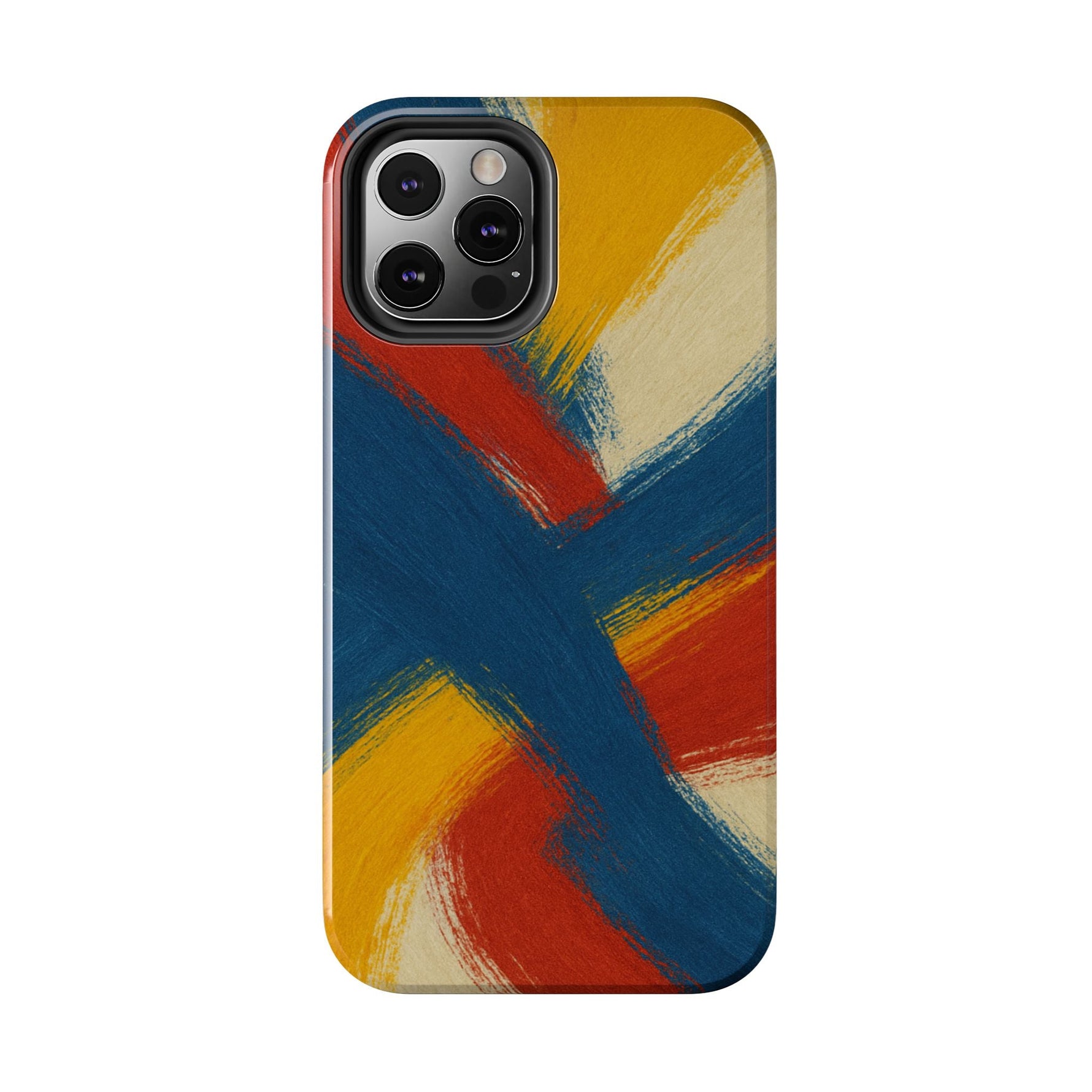 Abstract Brushstroke Tough Phone Case — Colorful Red, Blue & Yellow Protective Cover  Shamo's