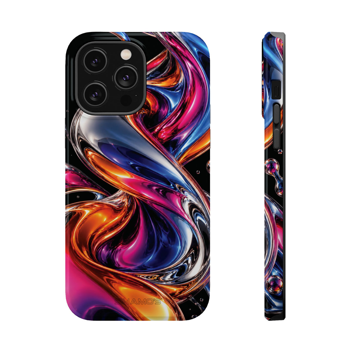 Liquid Aurora MagSafe Phone Case – Colorful Chrome-Effect Swirls | Glossy