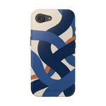 Indigo Loom MagSafe Phone Case – Blue & Ivory Abstract Woven Pattern