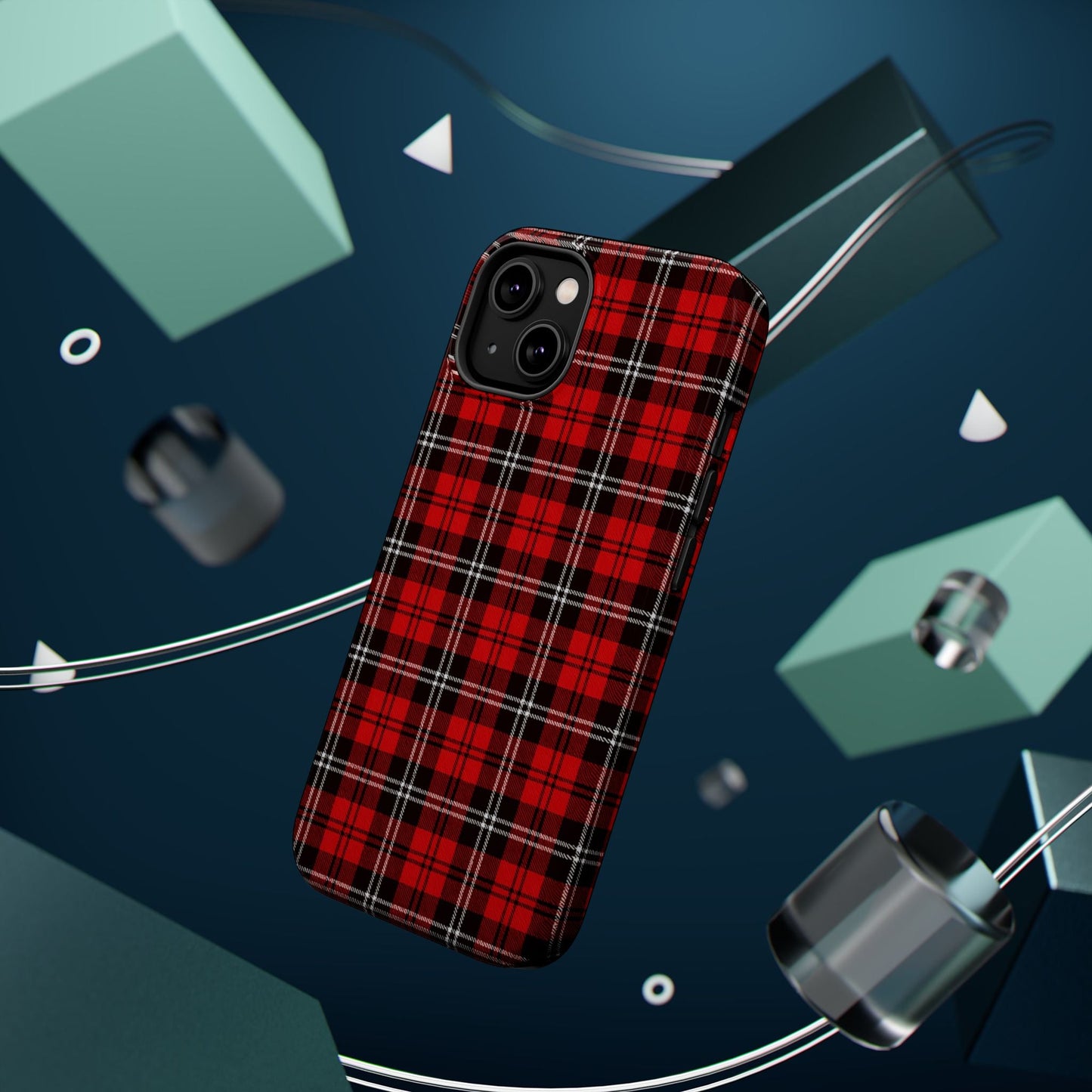Red Tartan Plaid Impact-Resistant iPhone Case | MagSafe compatibility  Shamo's