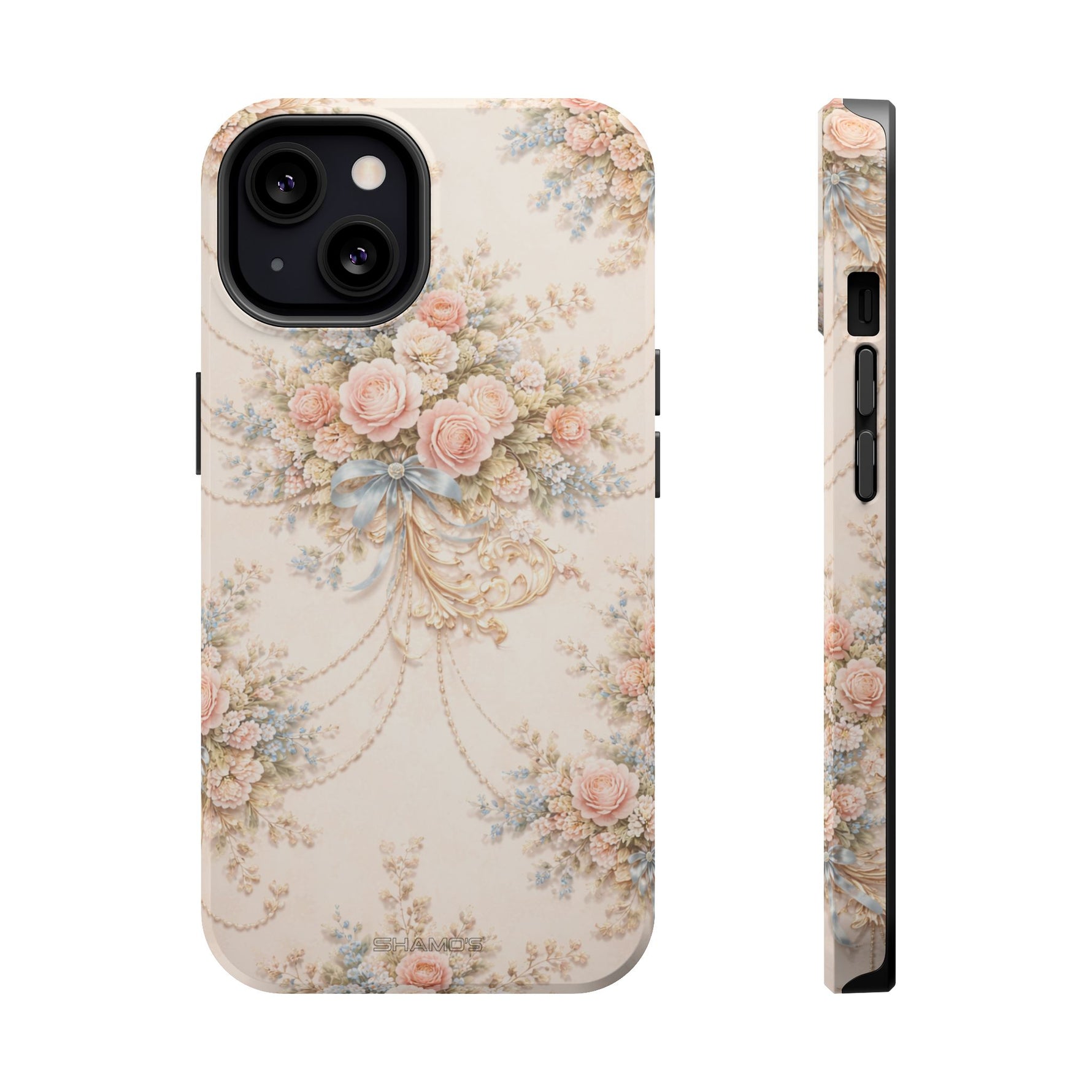 Floral Vintage Rose Phone Case, MagSafe Impact-Resistant - iPhone 13 / Glossy - Shamo's