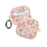 Floral Rose AirPod Case, Pink Vintage Rosebud Protective Cover - AirPods Pro Gen 1 / White / Glossy - Shamo's