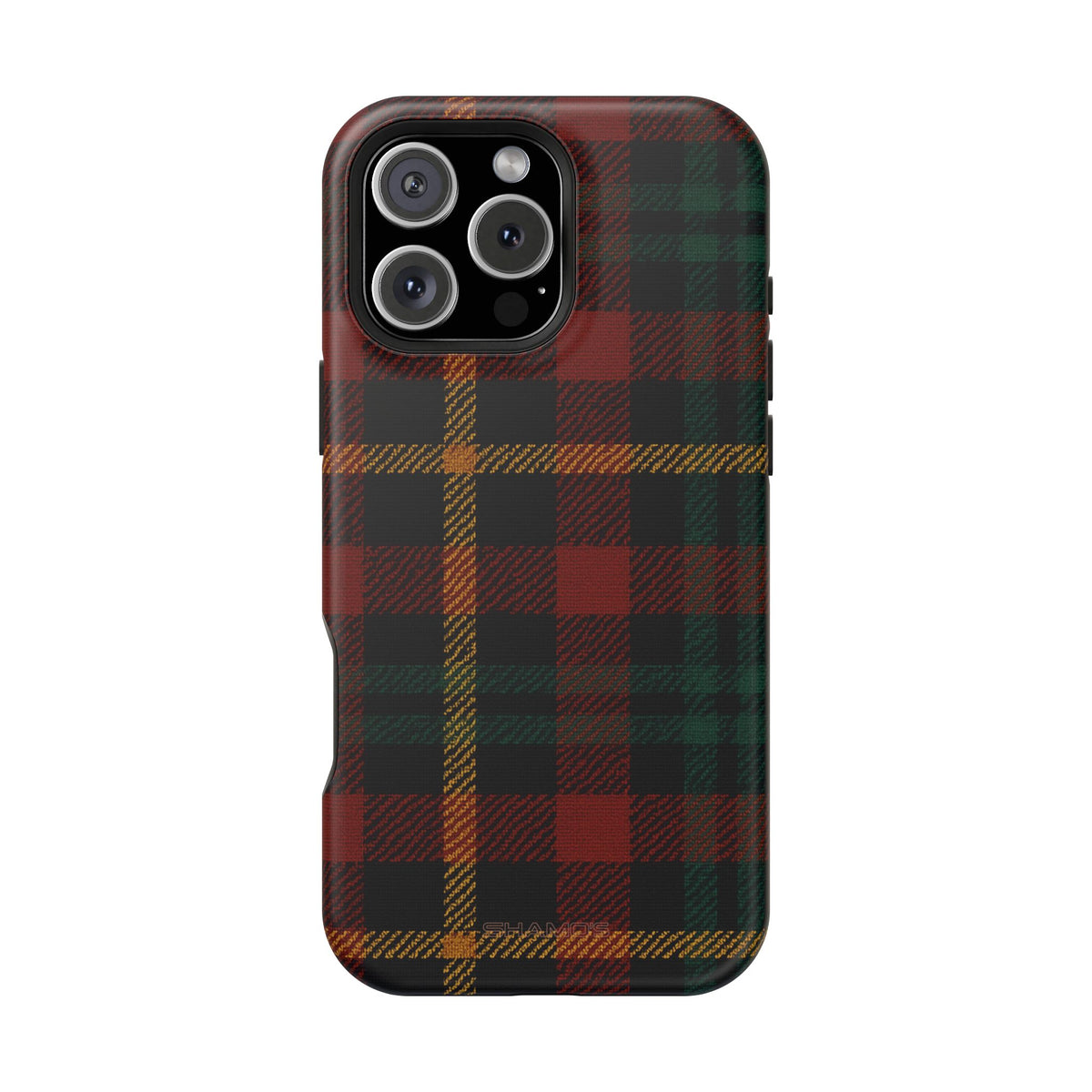Funda para iPhone resistente a impactos con diseño de cuadros escoceses rojos y verdes con MagSafe