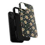 Navy Cherry Blossom Floral iPhone Case - Compatible with MagSafe - Shamo's