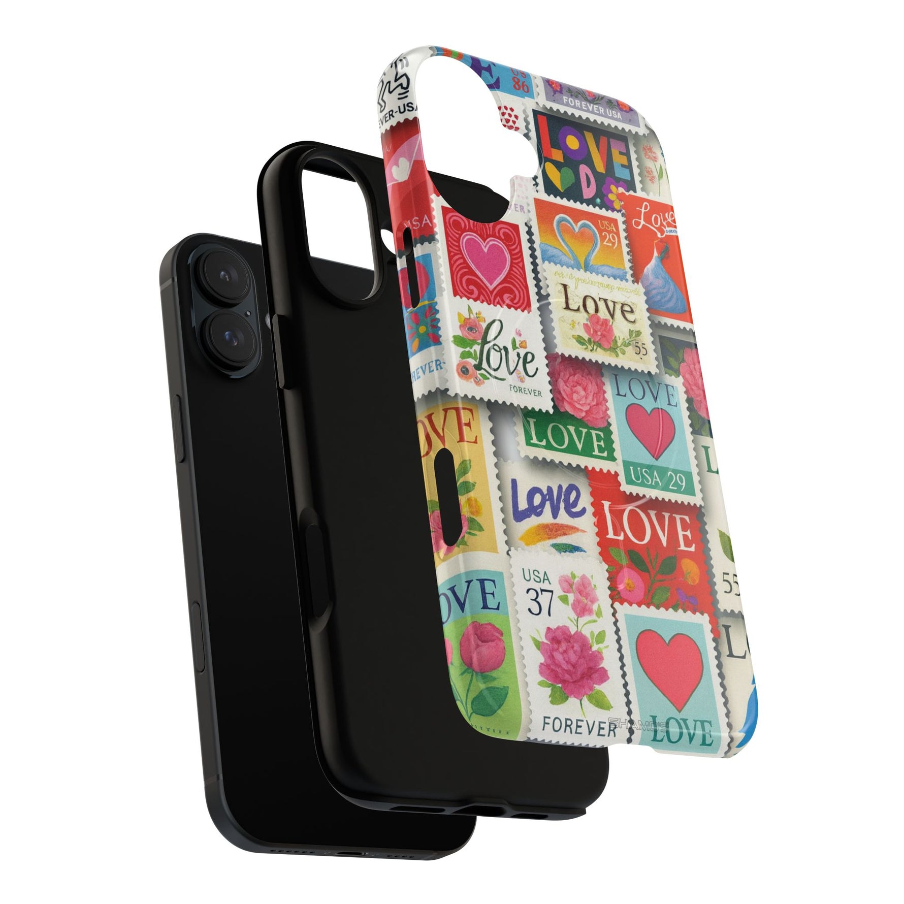 Vintage Romantic Love Stamp iPhone Case | Tough Protection + MagSafe