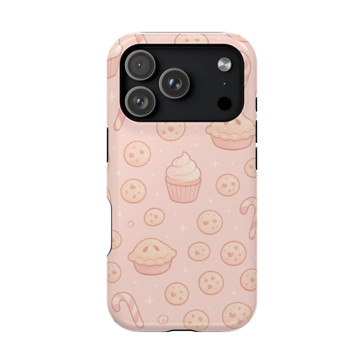 Pink Holiday Sweets Pattern (Cupcake, Pie, Candy Cane) iPhone Case with MagSafe
