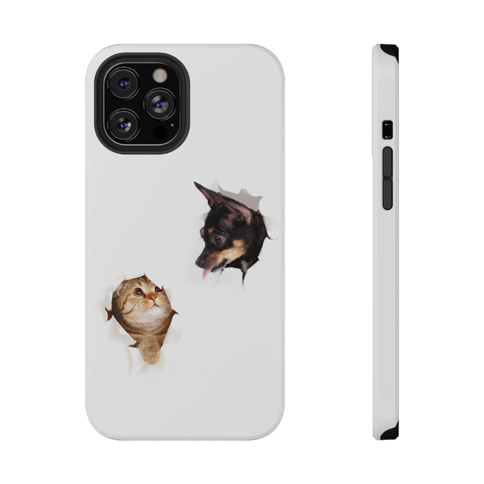 Impact-Resistant Cases with a cat and a dog