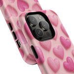 Barbiecore Glitter Hearts iPhone Case | MagSafe - Shamo's