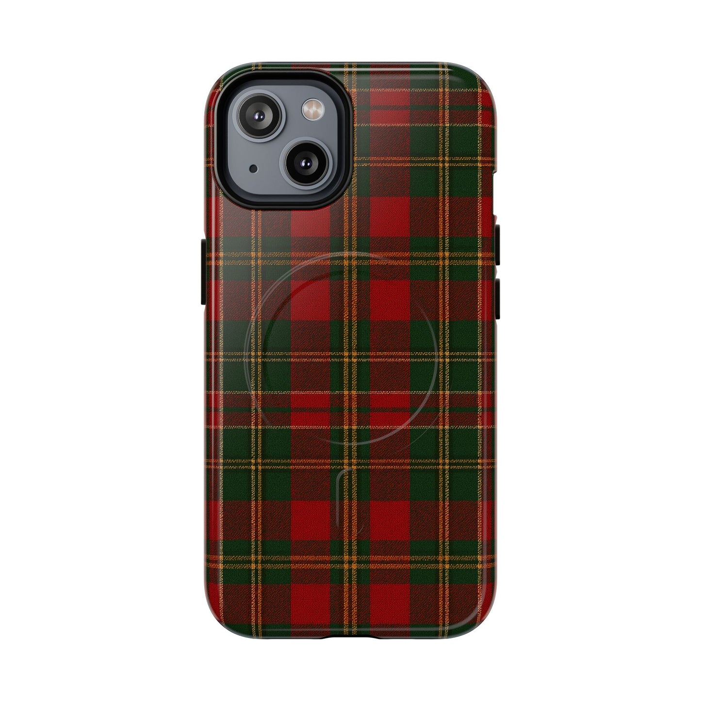 Plaid Holiday iPhone Case — Red & Green Tartan (MagSafe compatible)