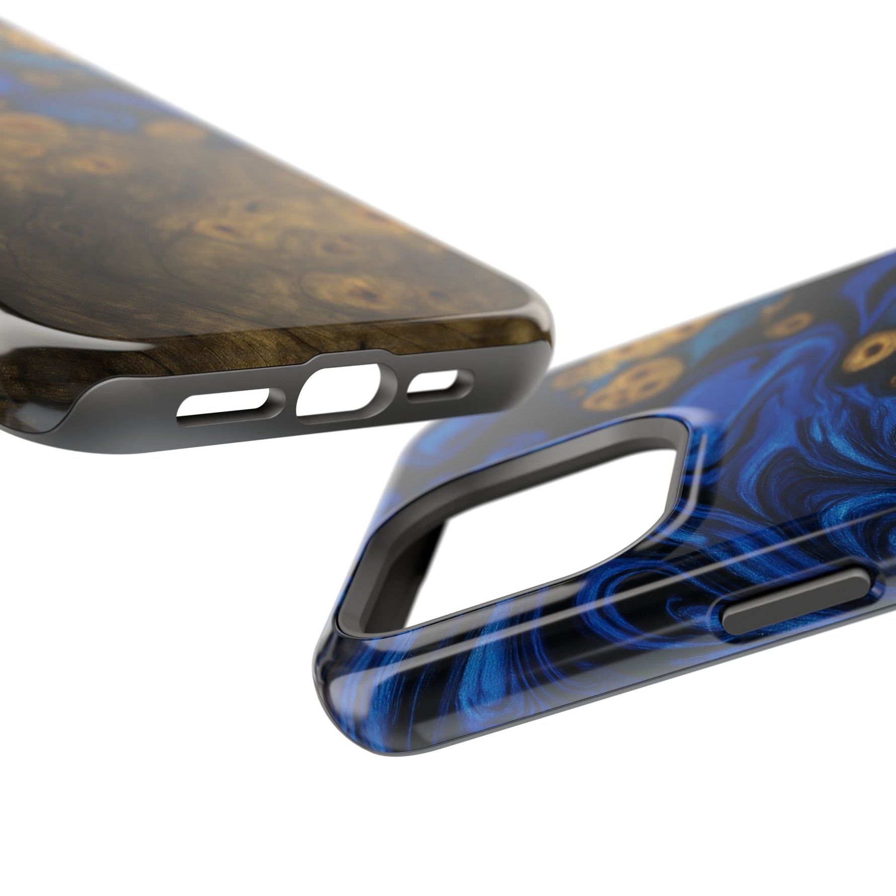 Blue Swirl & Burl Wood Impact iPhone Case | MagSafe compatible  Shamo's