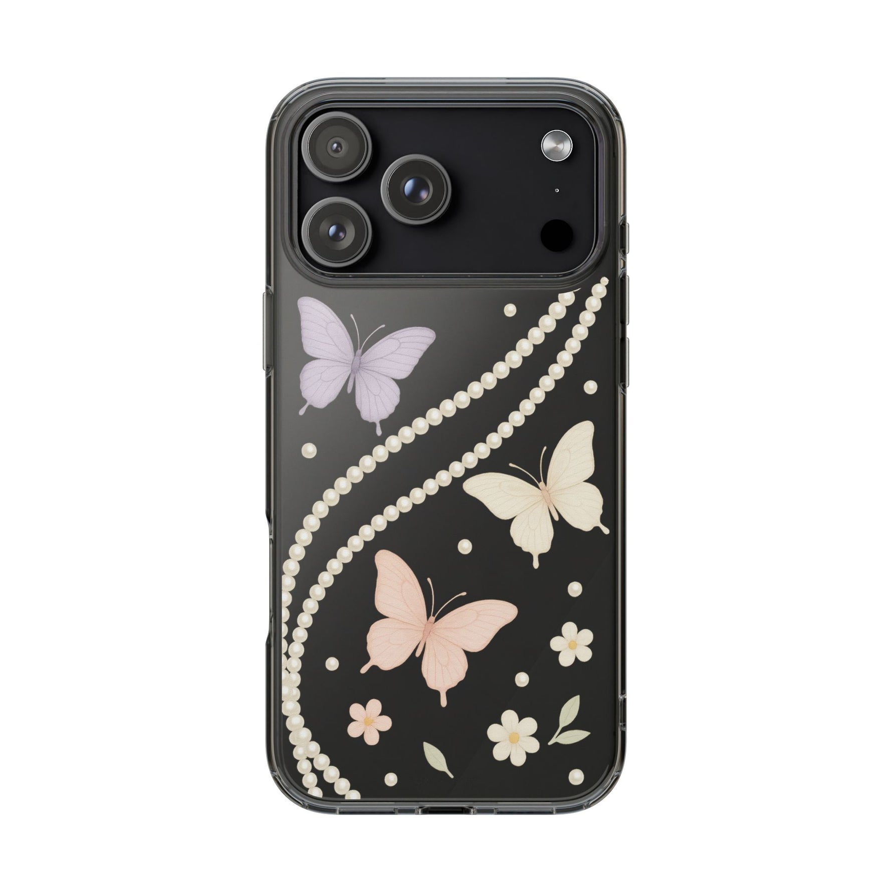 Butterfly Pearl Impact-Resistant Clear iPhone Case - iPhone 17 Pro Max / Without gift packaging - Shamo's