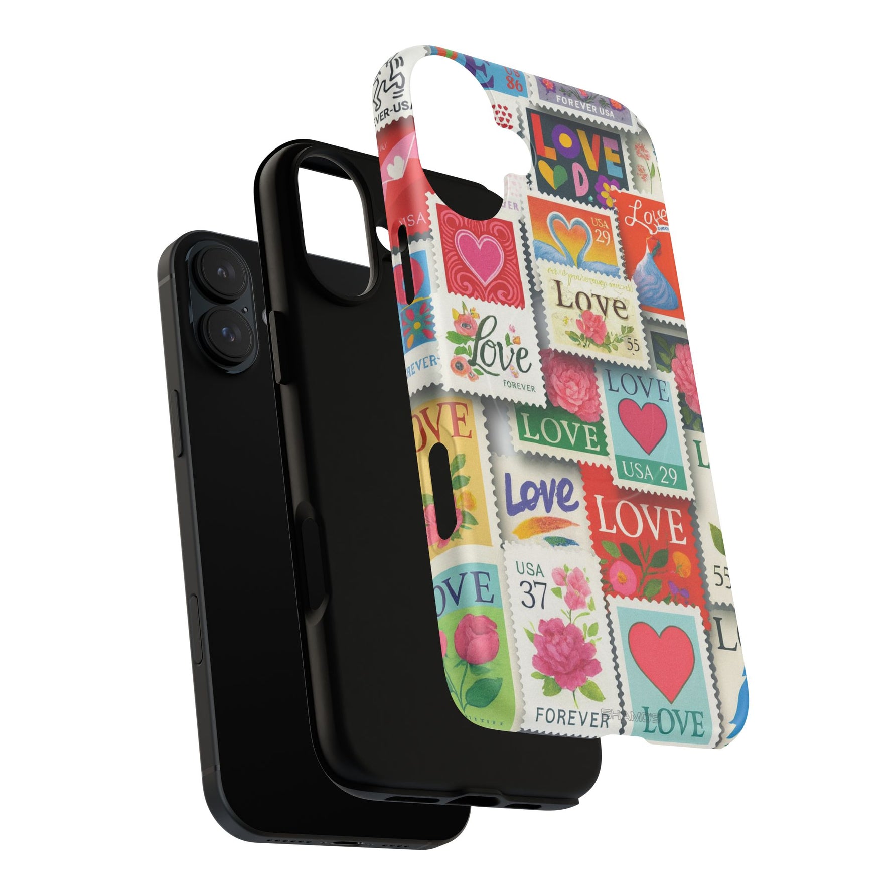 Vintage Romantic Love Stamp iPhone Case | Tough Protection + MagSafe