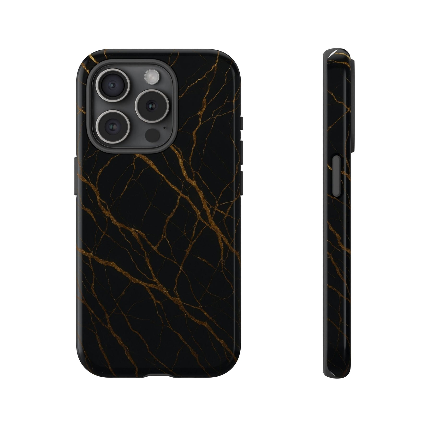 Black Marble Tough iPhone Case  Shamo's iPhone 15 Pro / Glossy