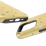 Prairie Stars – Yellow and Blue Star MagSafe Phone Case, glossy square triple-camera Pro model, port openings and edge details