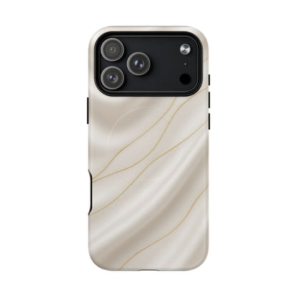 White Silk Gold Luxury iPhone Case with MagSafe - Shamo's