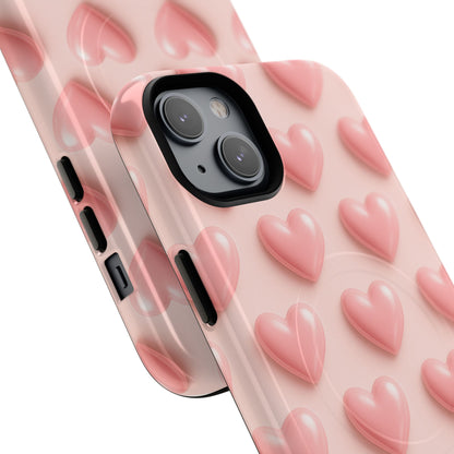 Baby Pink Pearl Hearts 3D iPhone Case | MagSafe