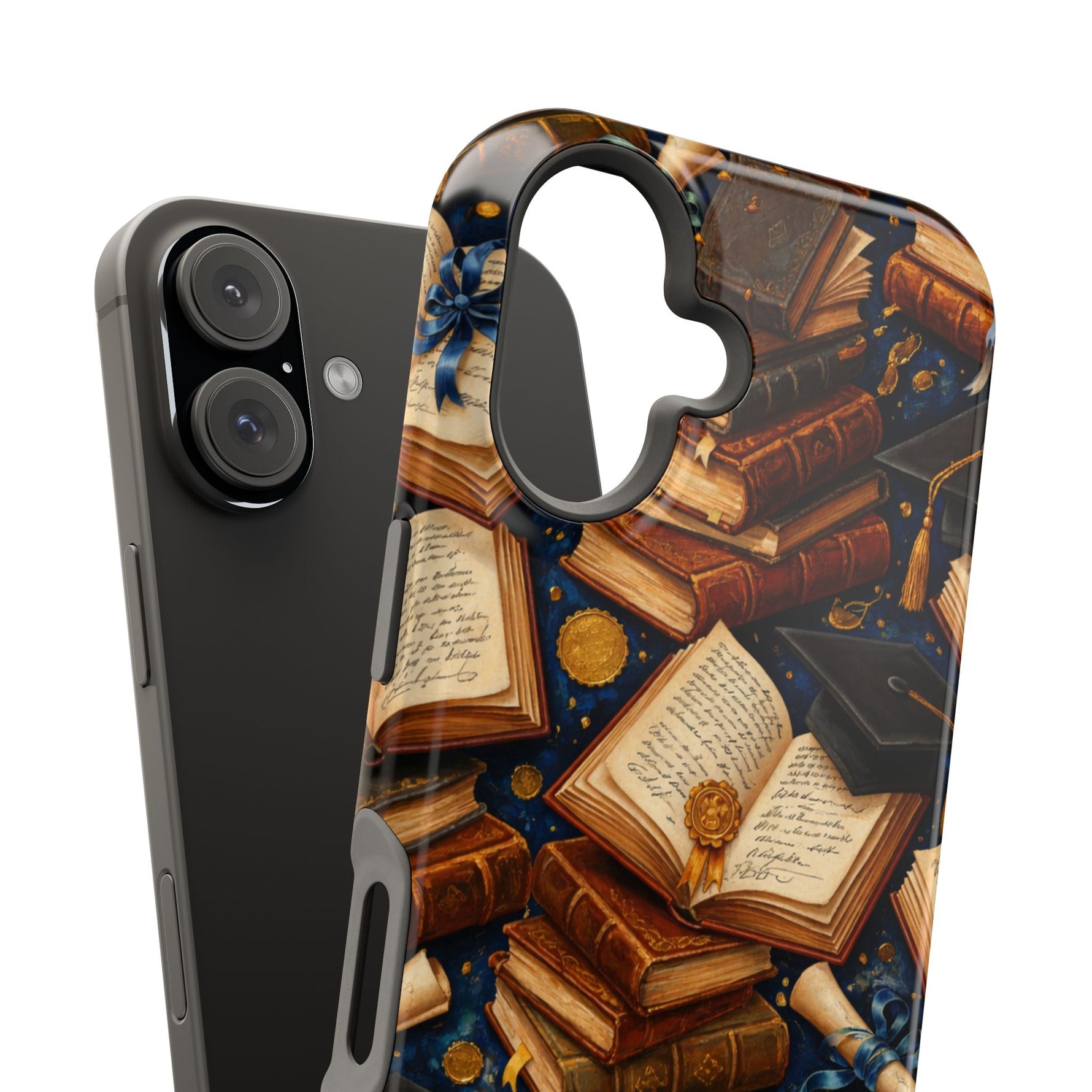 Vintage Books & Graduation Caps MagSafe Phone Case, Impact-Resistant Graduation Gift - iPhone 17 / Glossy - Shamo's