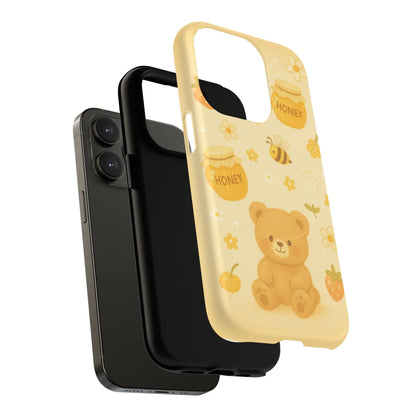 Cute Honey Teddy Bear iPhone Case — Yellow Bee & Honey Pot Design with MagSafe  Shamo's