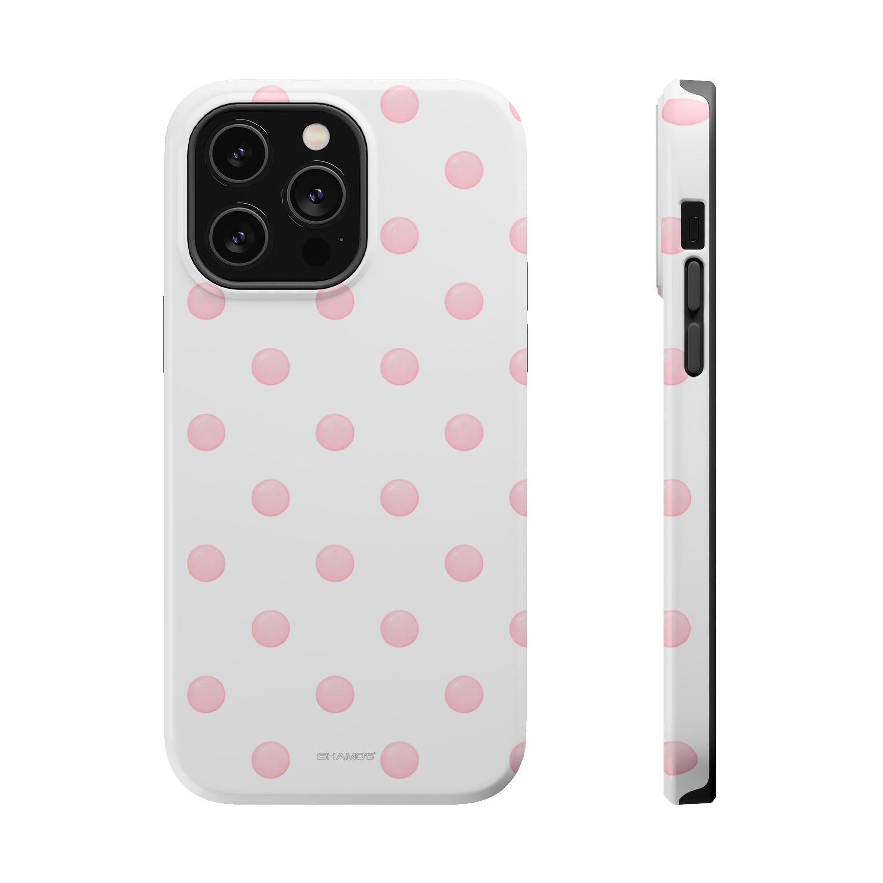 Pink Polka Dot Impact-Resistant Phone Case | MagSafe