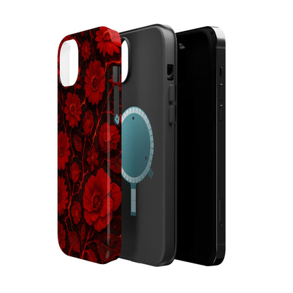Melted Lava Dark Red Floral iPhone Case — MagSafe Compatible  Shamo's