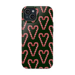 Candy Cane Heart MagSafe Impact-Resistant iPhone Case  Shamo's iPhone 15 Plus / Glossy