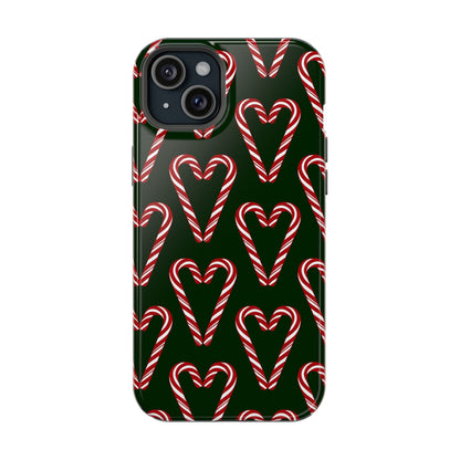 Candy Cane Heart MagSafe Impact-Resistant iPhone Case