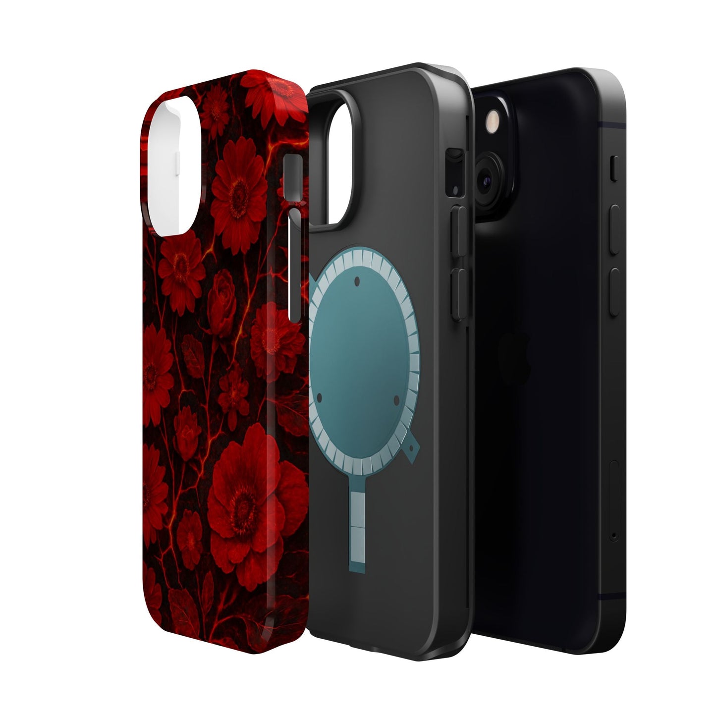 Melted Lava Dark Red Floral iPhone Case — MagSafe Compatible  Shamo's
