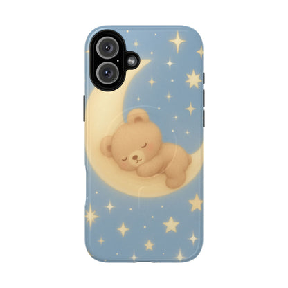 Sleepy Teddy Bear & Stars iPhone Case with MagSafe