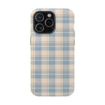 Ranch Check – Blue and Cream Plaid MagSafe Phone Case, glossy iPhone 15 Pro Max, rear view