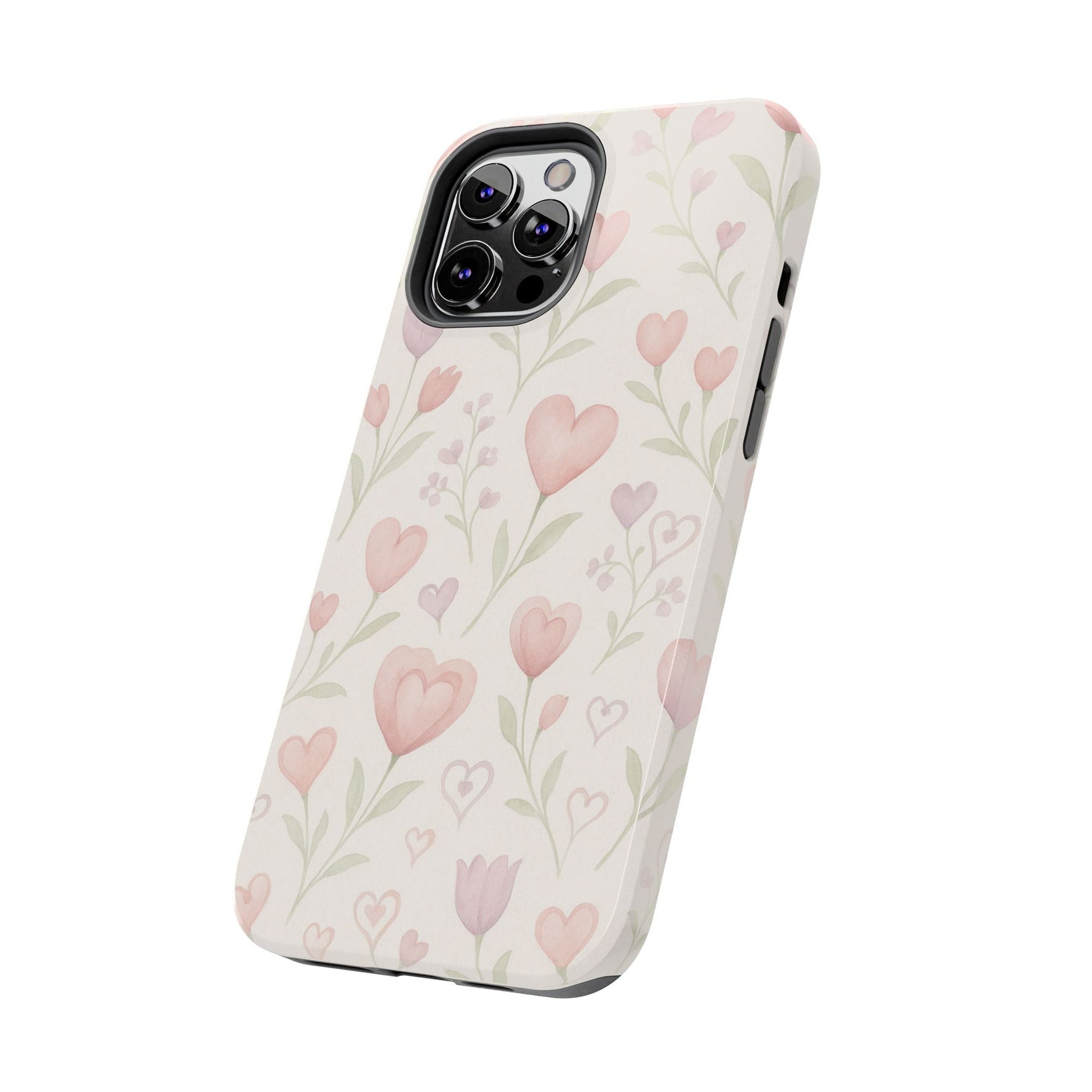 Pink Watercolor Heart Floral Pattern | Tough Impact Phone Case  Shamo's