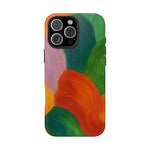 Abstract Color Wave Tough Phone Case — Bold Orange & Green Protective Phone Cover  Shamo's iPhone 16 Pro Max