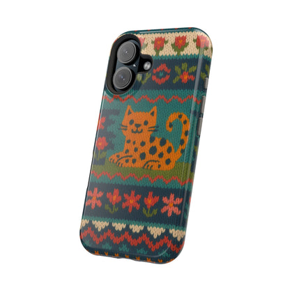 Cozy Knit Leopard Pattern Sweater Holiday Theme iPhone Case with MagSafe compatibility