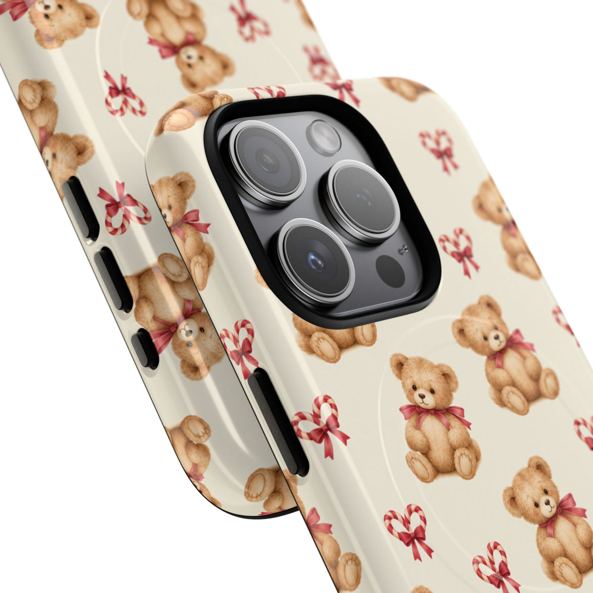 Coque iPhone Ourson des fêtes et sucres d’orge en forme de cœur avec MagSafe