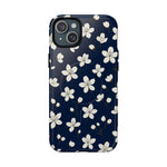 Navy Blossom Floral iPhone Case | MagSafe  Shamo's iPhone 15 Plus / Glossy