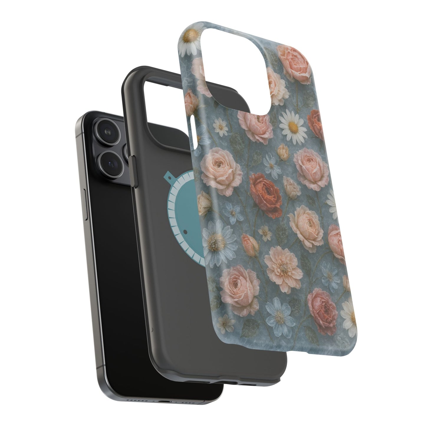 Frozen Floral Vintage Roses & Daisies iPhone Case with MagSafe compatibility  Shamo's