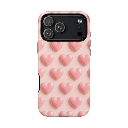 Baby Pink Pearl Hearts 3D iPhone Case | MagSafe