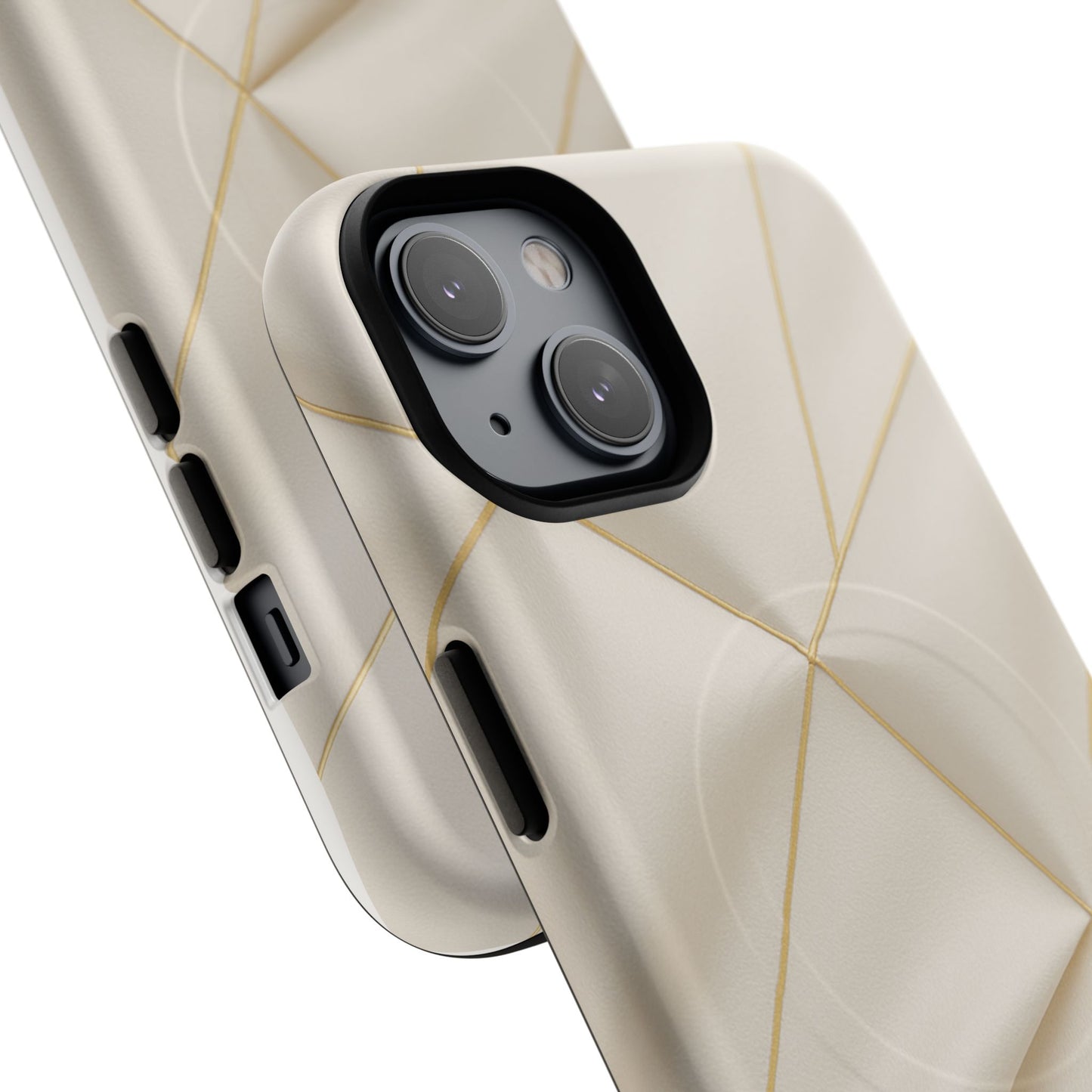 Beige Gold Geometric Luxury Series iPhone Case with MagSafe