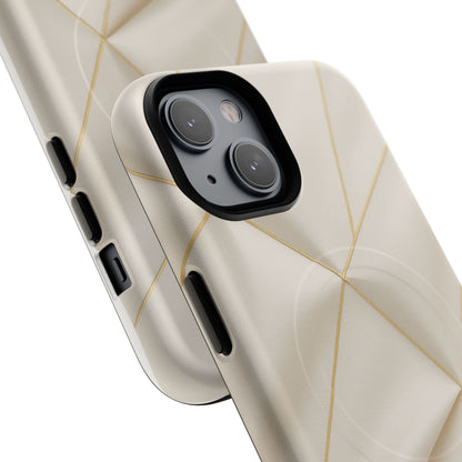 Beige Gold Geometric Luxury Series iPhone Case with MagSafe