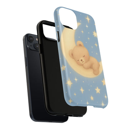 Sleepy Teddy Bear & Stars iPhone Case with MagSafe