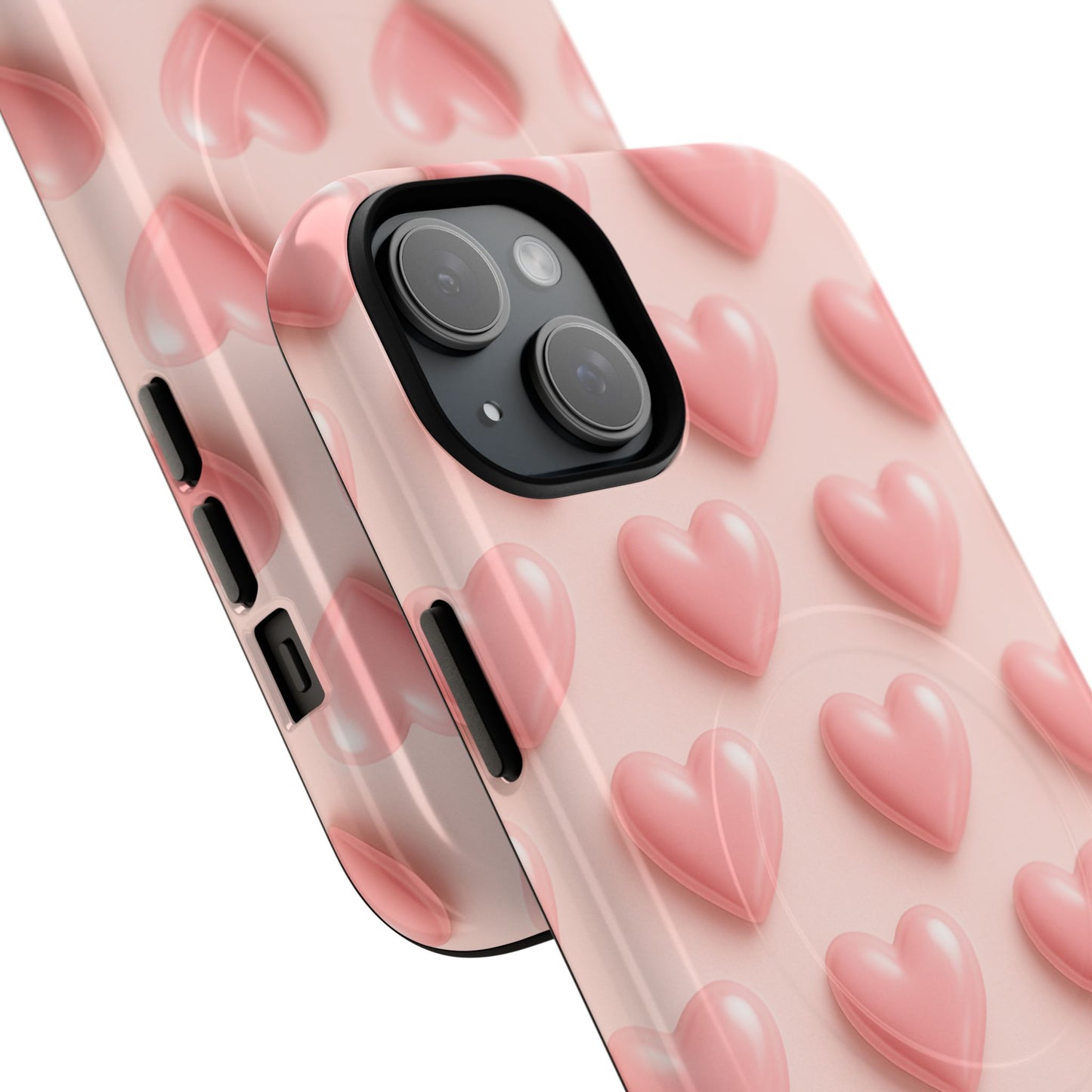 Baby Pink Pearl Hearts 3D iPhone Case | MagSafe