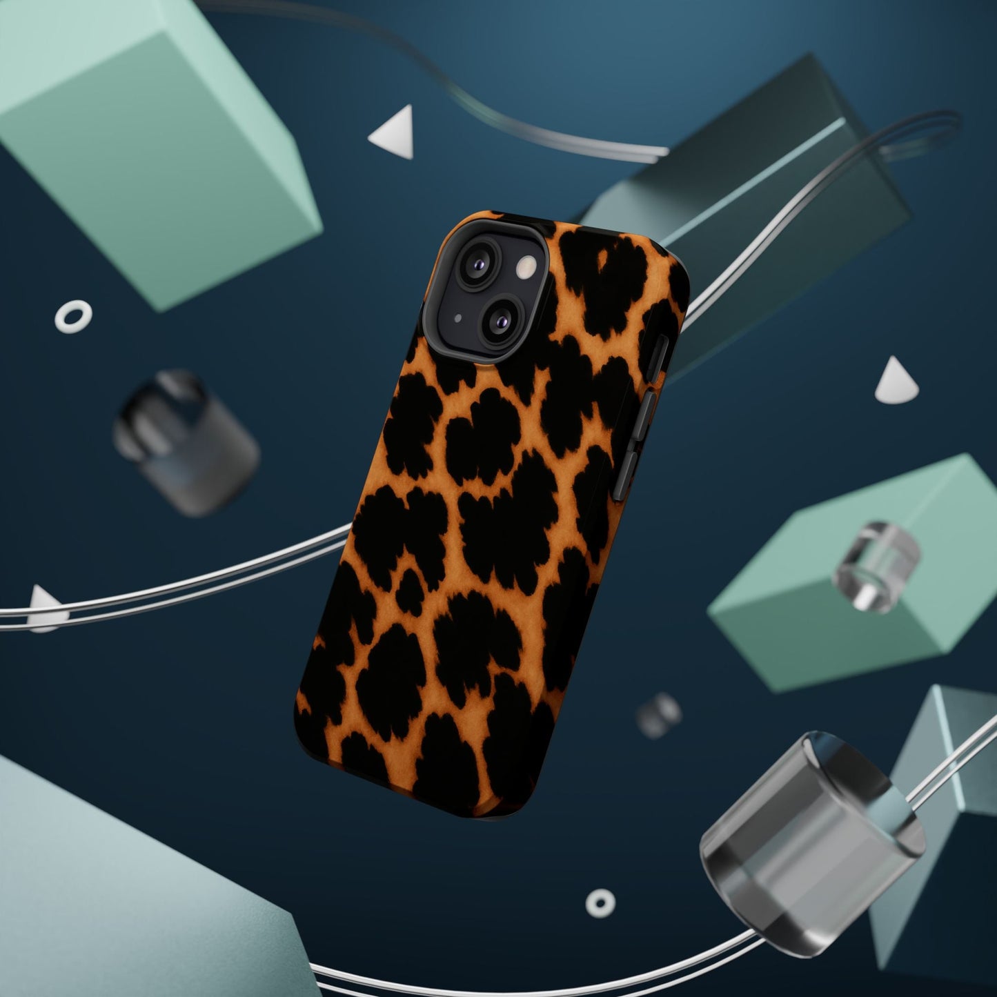 Leopard Print Impact-Resistant iPhone Case with MagSafe compatibility