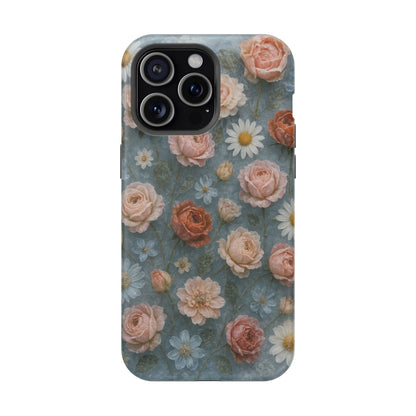 Frozen Floral Vintage Roses & Daisies iPhone Case with MagSafe compatibility  Shamo's iPhone 15 Pro Max / Matte