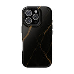Black & Gold Marble iPhone Case with MagSafe - iPhone 16 Pro / Glossy - Shamo's